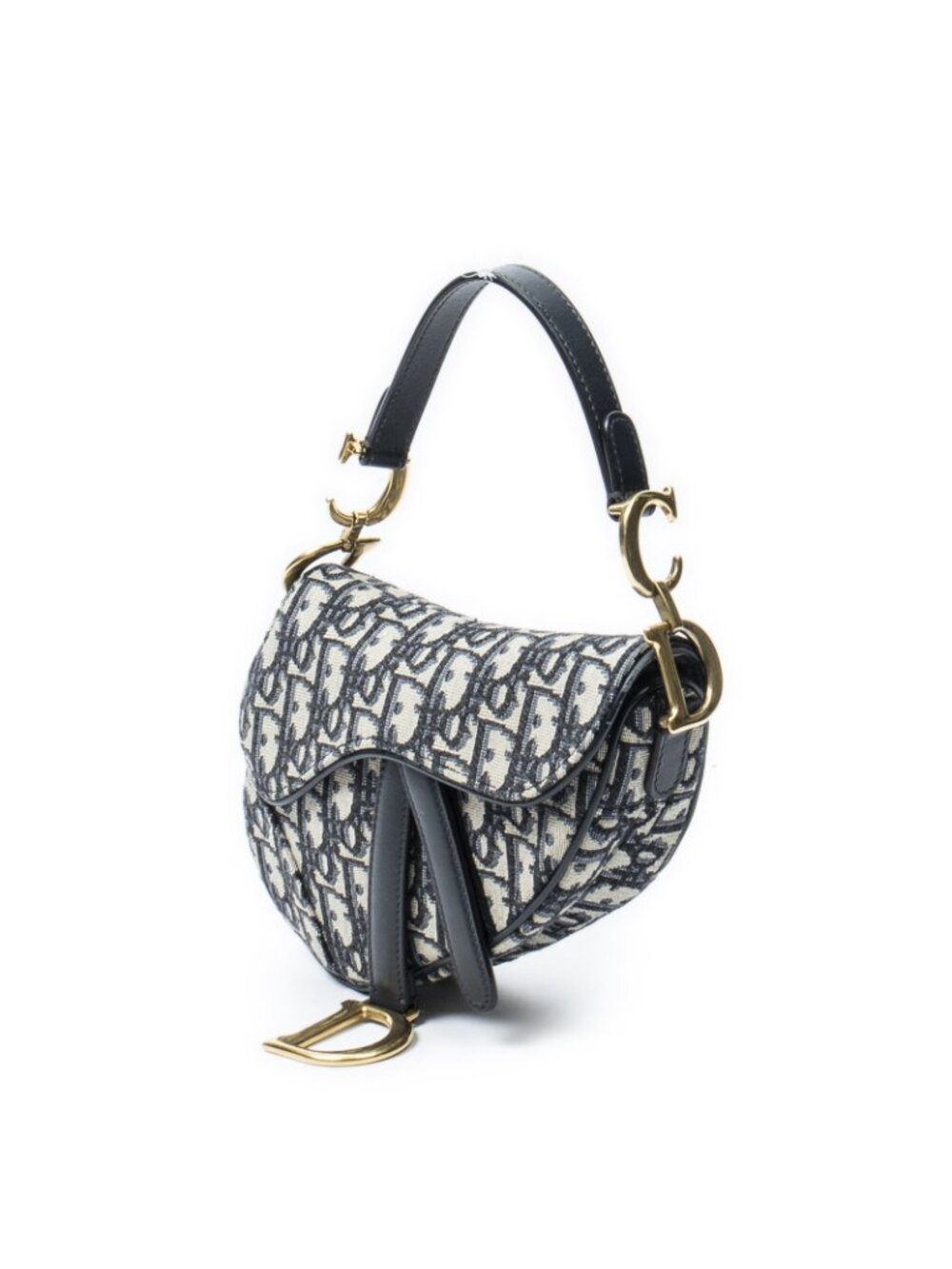 Dior New Saddle Bag Navy Beige Oblique Peacock Canvas - Picture 2 of 10